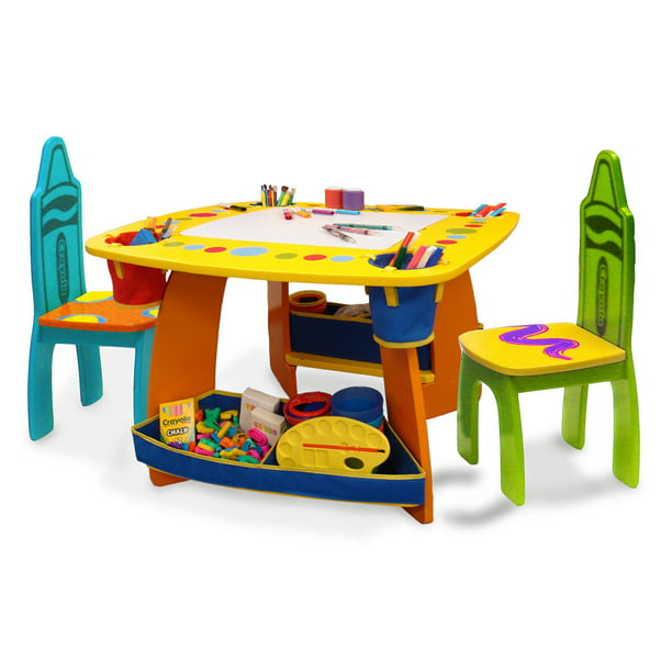 Toddlers Childs Wooden Toddler Table Chair Set With Storage and Adjustable Legs